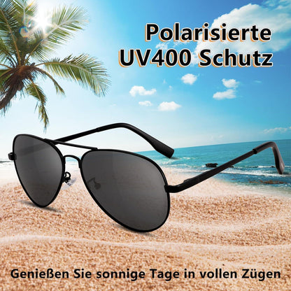 Pilotenbrille polarisiert mit UV400 Schutz – Verstellbares Federscharnier