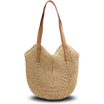 Strohhandschuh Damen Groß Sommer Strandtasche Boho Stil X-beige