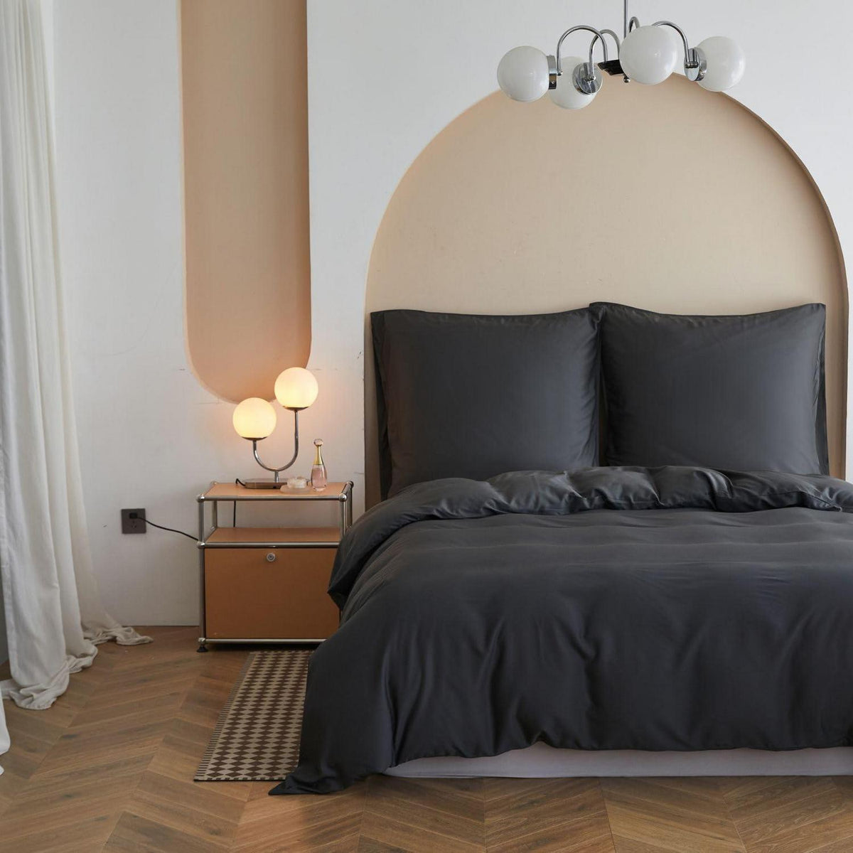 Bambus Bettwäsche-Set 200x200 cm Dunkelgrau – Seidig Weich & Kühl