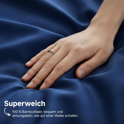 Bambus Bettwäsche-Set Dunkelblau 220x240 cm – Seidig Weich & Kühl