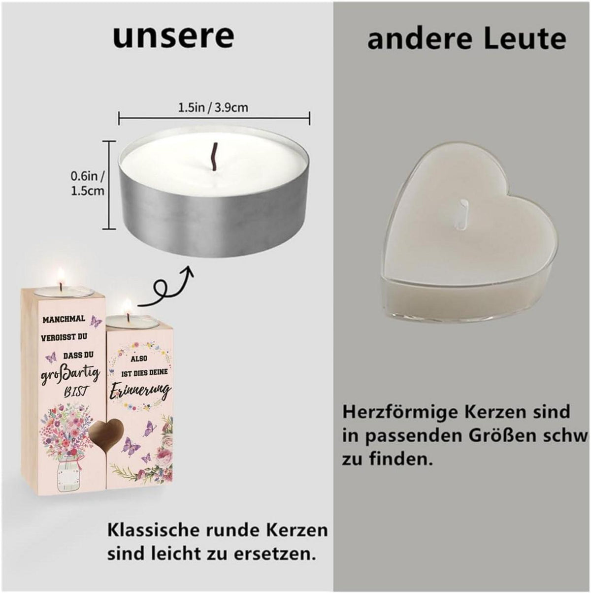 Herzförmiger Kerzenhalter Geburtstagsgeschenk Teelichthalter