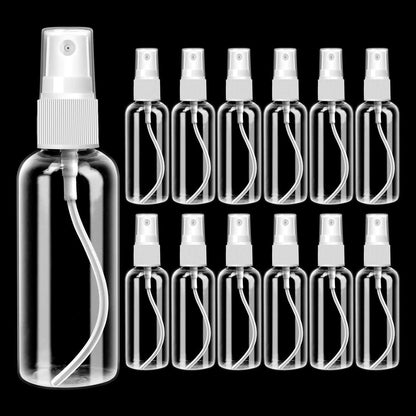 12x 50ml Sprühflaschen leer, transparent, auslaufsicher