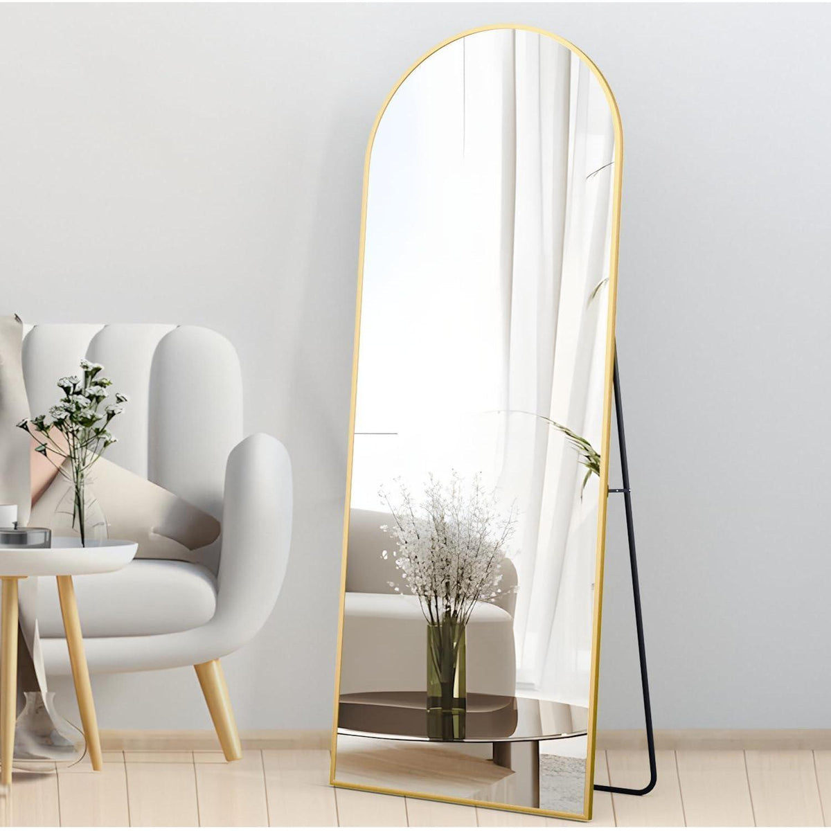 Ganzkörperspiegel Bogenförmig Gold 162x53cm – Stand- & Wandspiegel
