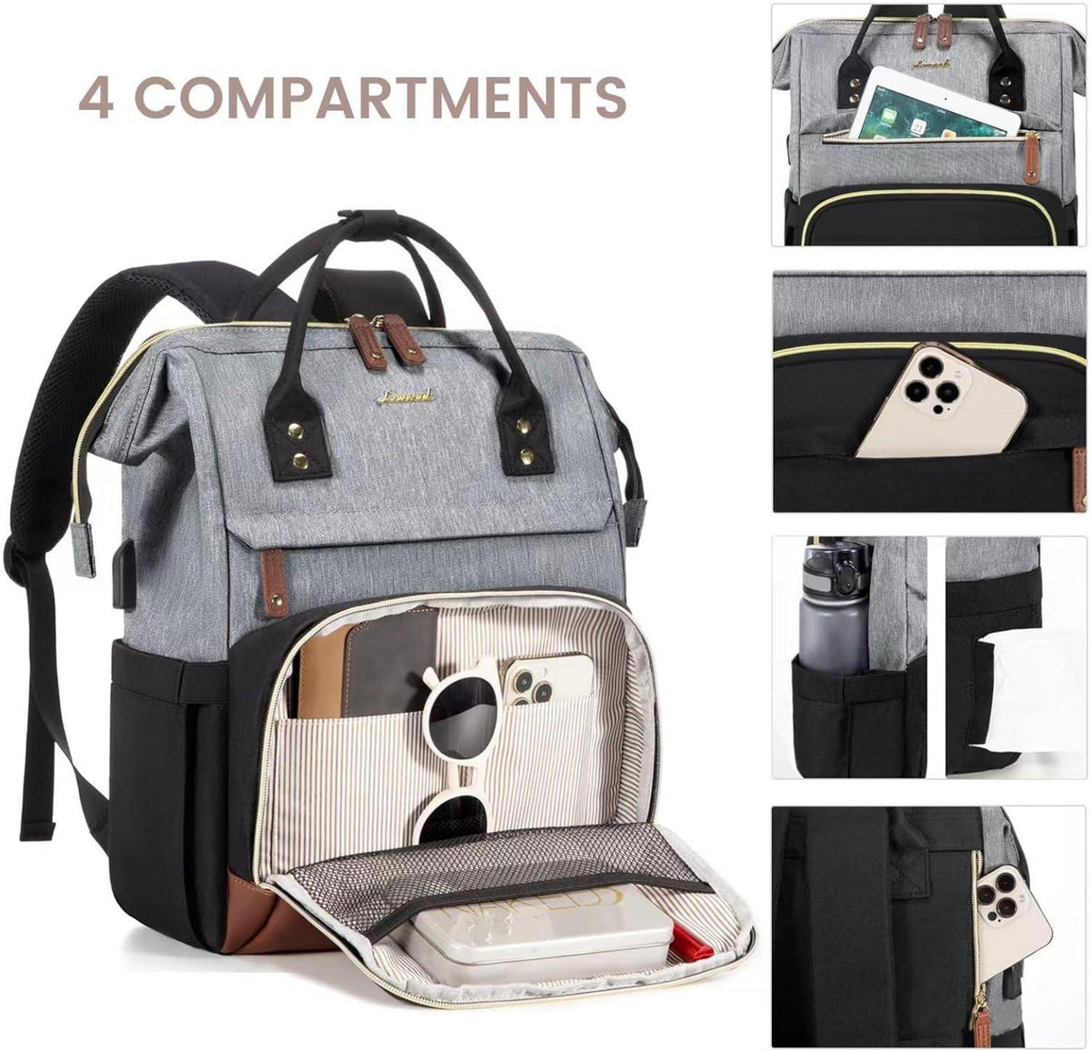 Moderner LOVEVOOK Damen Laptop Rucksack 15.6 Zoll Wasserdicht - Schule, Arbeit, Reise