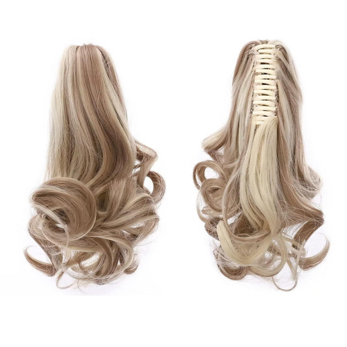 Gewellter Pferdeschwanz Clip Extension Aschblond Balayage 30cm