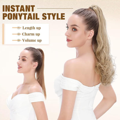 Gewellter Pferdeschwanz Clip Extension – Mittelbraun, 30cm