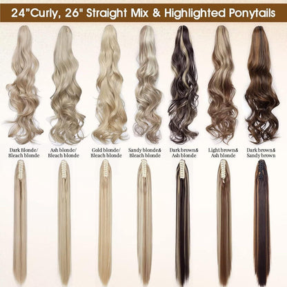 Gewellter Pferdeschwanz Clip Extension 30cm Naturblond