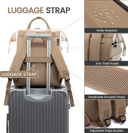 LOVEVOOK Damen Laptop Rucksack 15.6 Zoll Wasserdicht für Schule und Reise