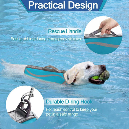 Neopren Hundeschwimmweste Auftrieb Haifisch XL Blau