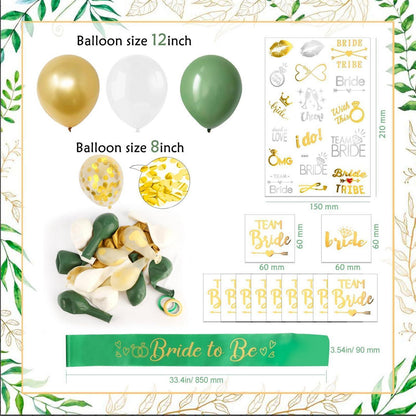 JGA Deko Set Grün – Girlande, Ballons & Accessoires für die Braut