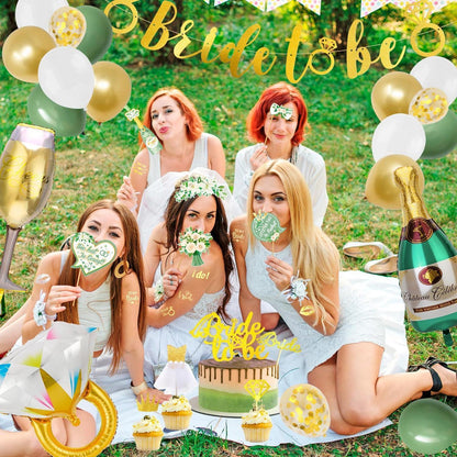 JGA Deko Set Grün – Girlande, Ballons & Accessoires für die Braut