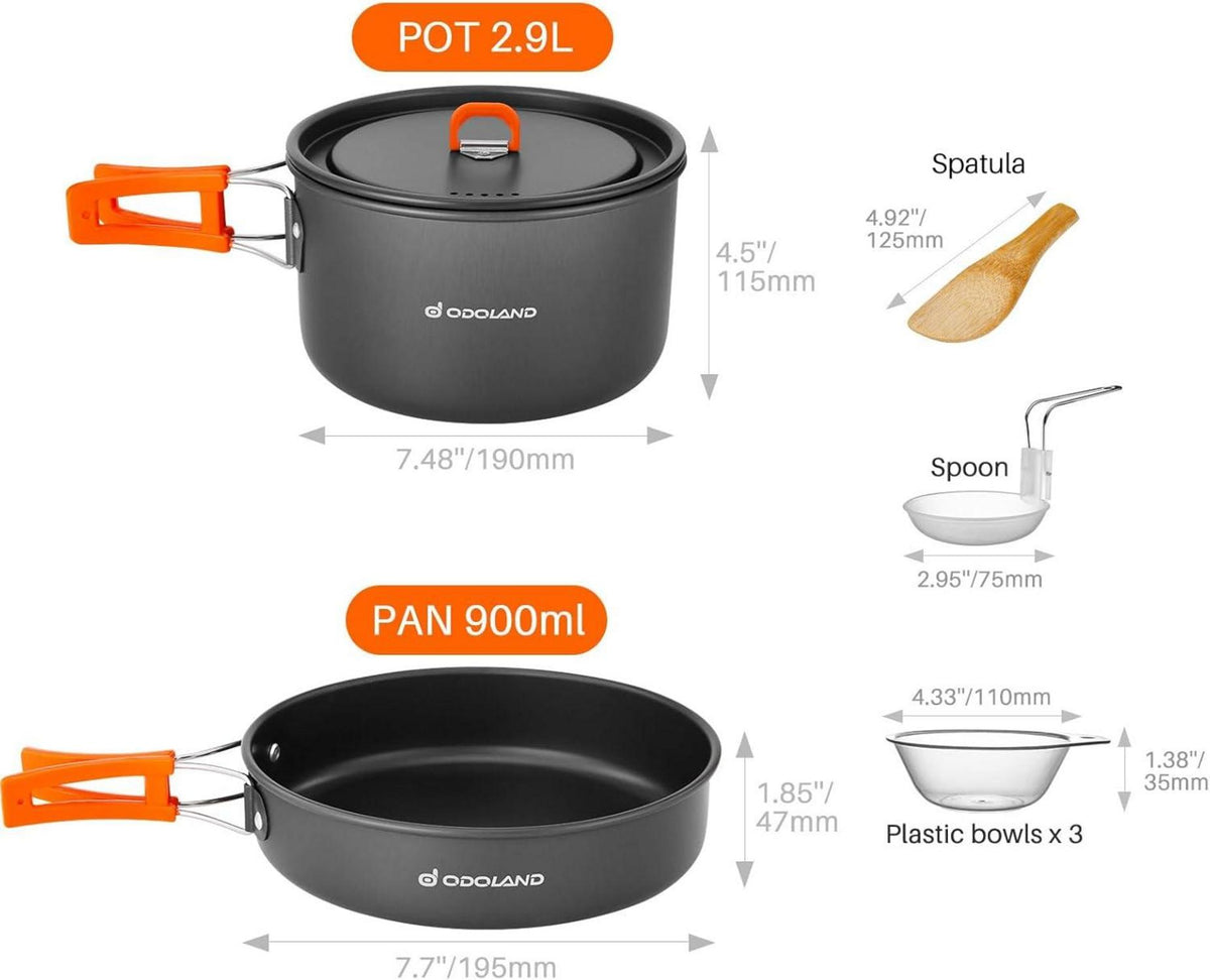 Camping Kochgeschirr Set 9-Teilig Outdoor Geschirr Topf Pfanne Wandern