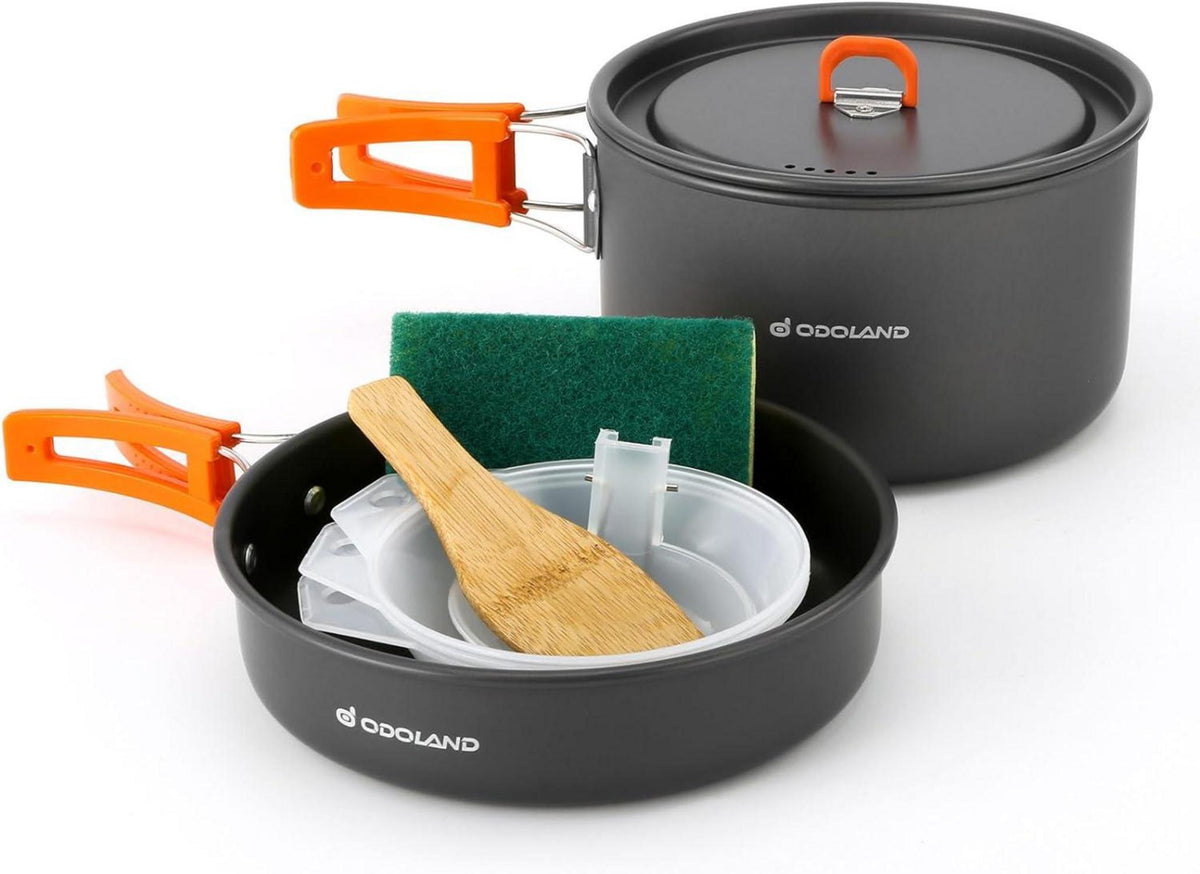 Camping Kochgeschirr Set 9-Teilig Outdoor Geschirr Topf Pfanne Wandern