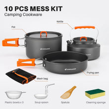Odoland Camping Kochgeschirr Set 10-teilig Outdoor Geschirr