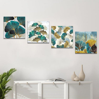 4 Teilig Leinwandbilder Ginkgo Biloba Blätter 30x30cm Wandbild