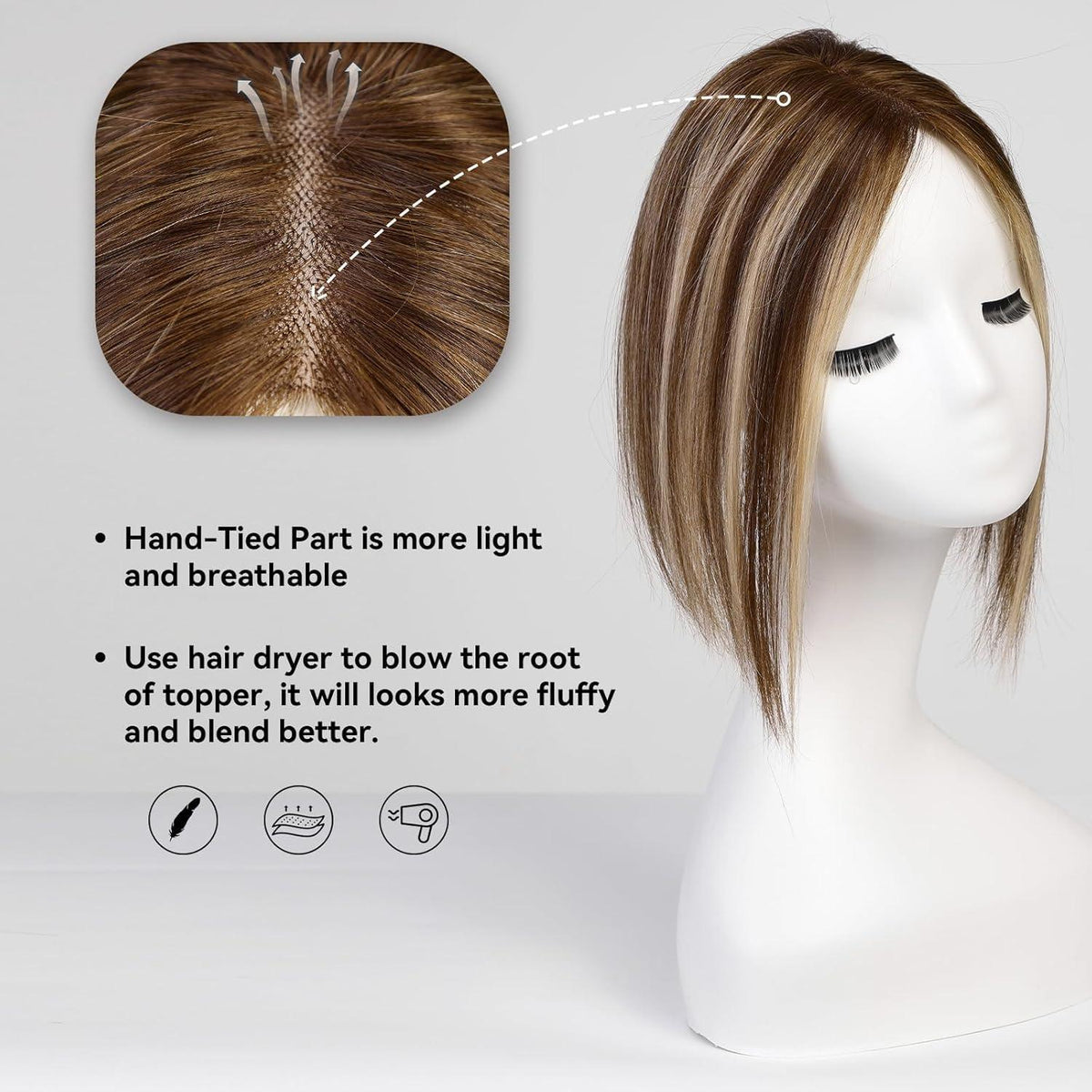 Remy Haar Topper – Handgeknüpft, P4/27, 12 Zoll