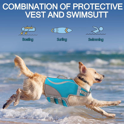 Schwimmweste für Hunde Blau Neopren Rettungsweste Einstellbar