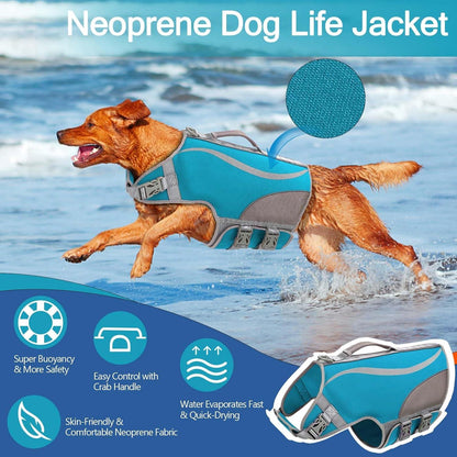 Hundeschwimmweste Neopren Blau Haifisch-Design M Schwimmweste für Hunde