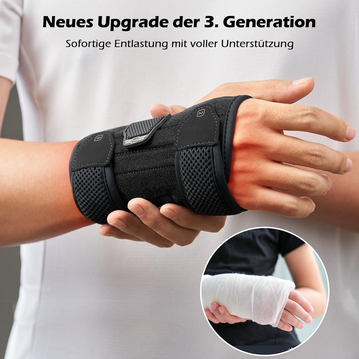 Handgelenkstütze mit 3 Metallschienen für