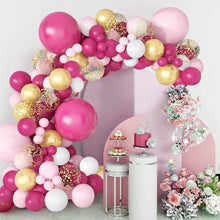 DIY Luftballon Girlande Rosa Weiß Gold, 127 Stück für