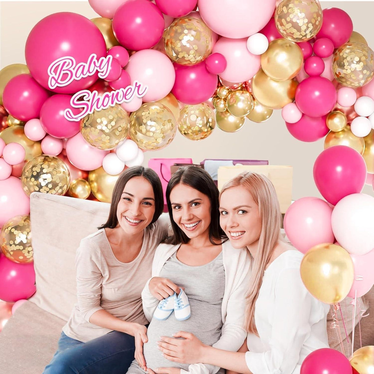 Luftballon Girlande Set Rosa Weiß Gold 127 Stück DIY Dekoration