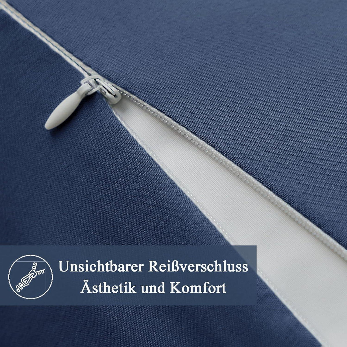 Kissenbezug 80x80 Dunkelblau Mikrofaser 2er Set hypoallergen