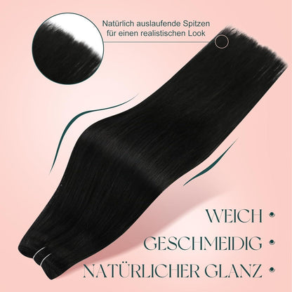 Echthaar Tressen 55 cm Schwarz – Zum Einnähen & Stylen