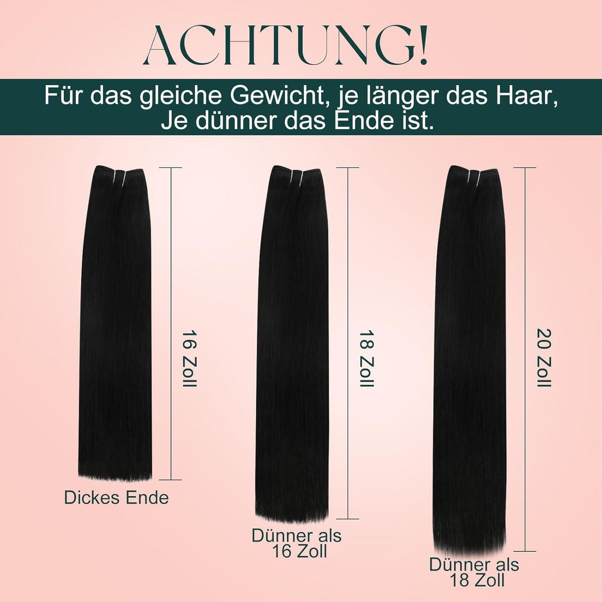 Echthaar Tressen 55 cm Schwarz – Zum Einnähen & Stylen