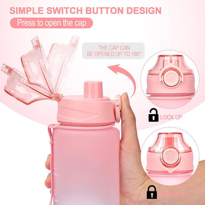 Sport Trinkflasche 1L BPA-frei Tritan Auslaufsicher Rosa Himmelblau