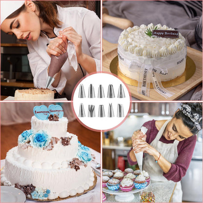 Edelstahl Spritztüllen Set 10-tlg. Groß Tüllen Kuchendeko