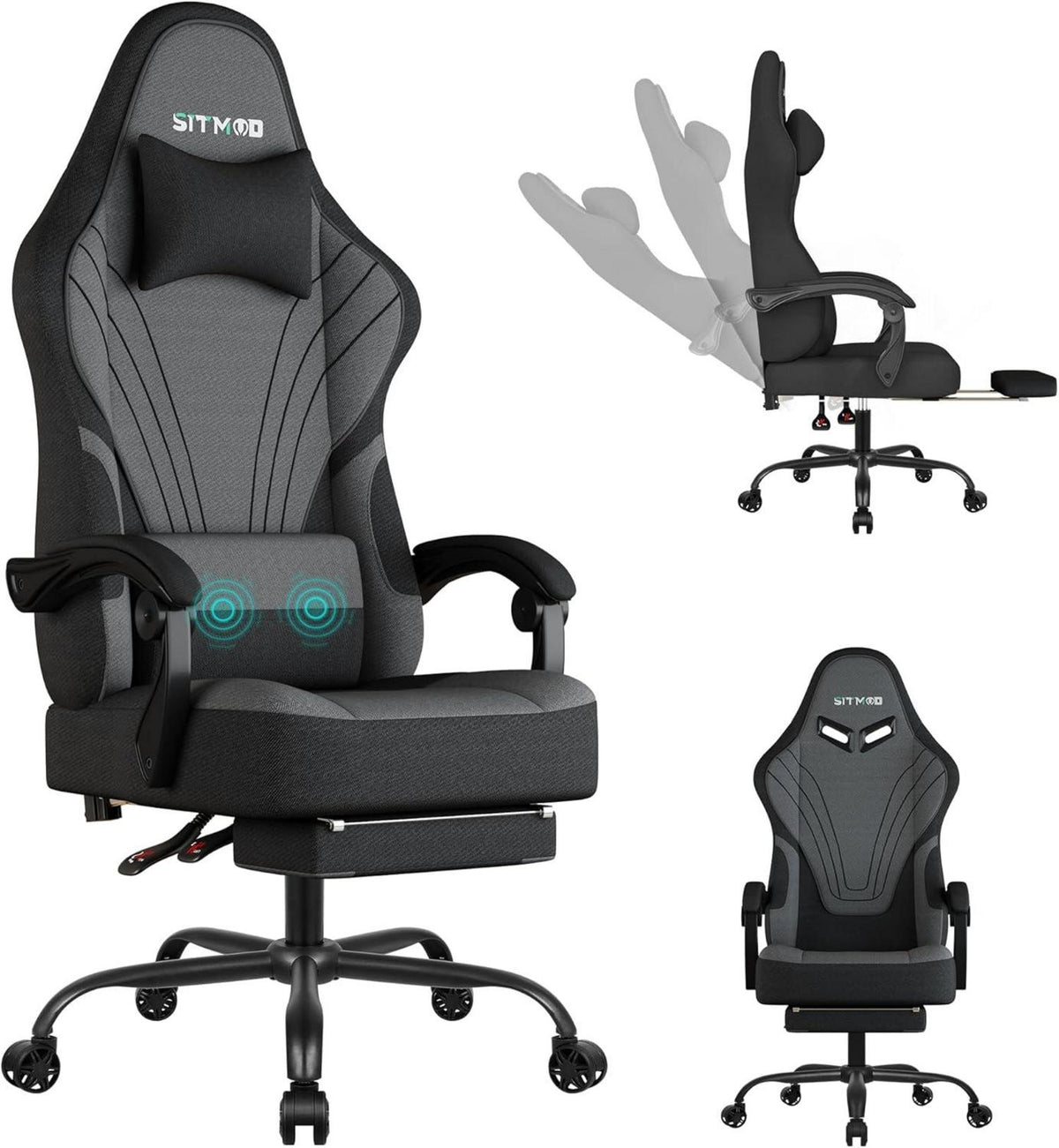 Ergonomischer Gaming Stuhl mit Fußstütze und