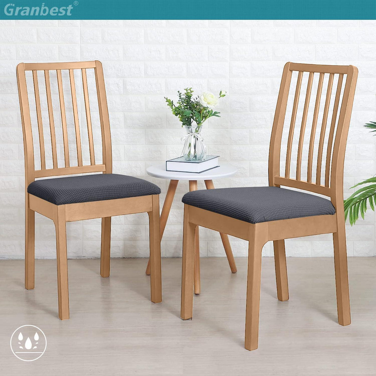 Granbest wasserdichte Esszimmerstuhl Sitzbezüge Set 4er Grau