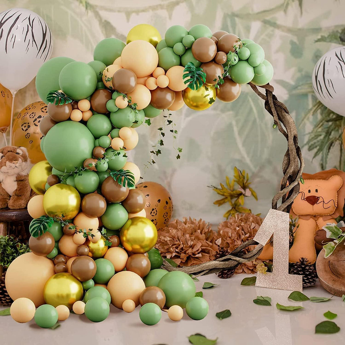 DIY Luftballon Girlande Set Grün Braun 148 Stk Safari