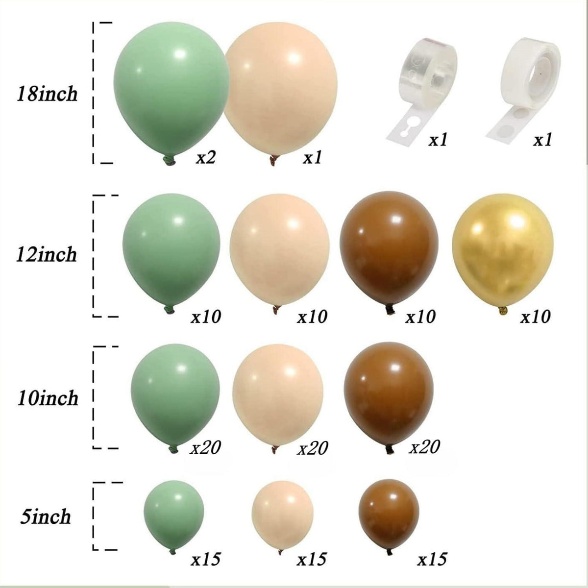 DIY Luftballonbogen Set 148 Stk. Grün Braun Dschungel Safari Woodland