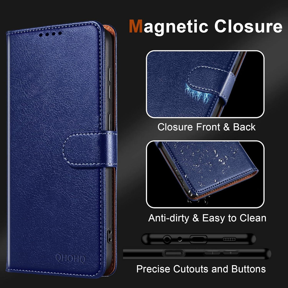 QHOHQ Samsung Galaxy A54 5G Handyhülle mit Panzer Schutz Glas - Blau