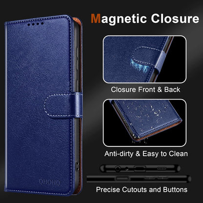 QHOHQ Samsung Galaxy A54 5G Handyhülle mit Panzer Schutz Glas - Blau