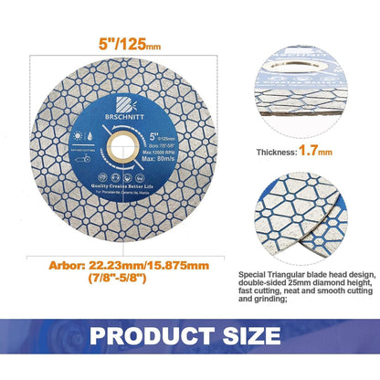 Diamant Trennscheibe 125mm doppelseitig für Stein & Fliesen (5 Stück)
