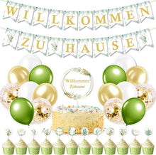 Willkommen Zuhause Baby Deko Set Eukalyptus Grün Girlande Luftballons