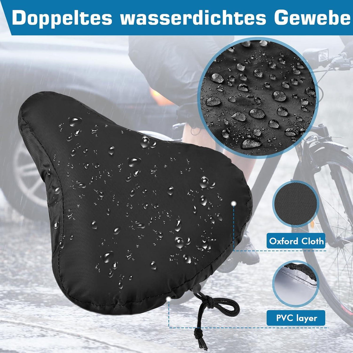 Zacro Sattelbezug wasserdichtes 2er Set für Fahrradsattel, Elastische Schutzhülle, Rennrad & Mountainbike