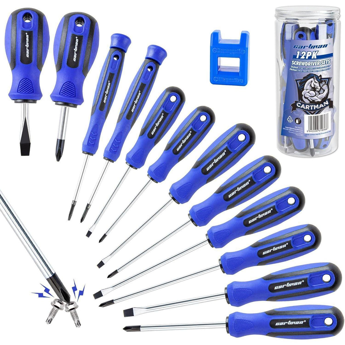 12-teiliges magnetisches Schraubendreher-Set mit gepolstertem Griff