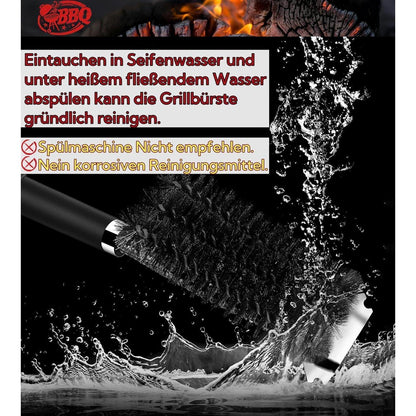 Grillbürste 2er-Pack mit Schaber, extra lang