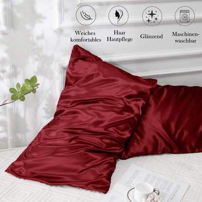 Vielit 2er-Set Satin Kissenbezug 40x60 Rot mit