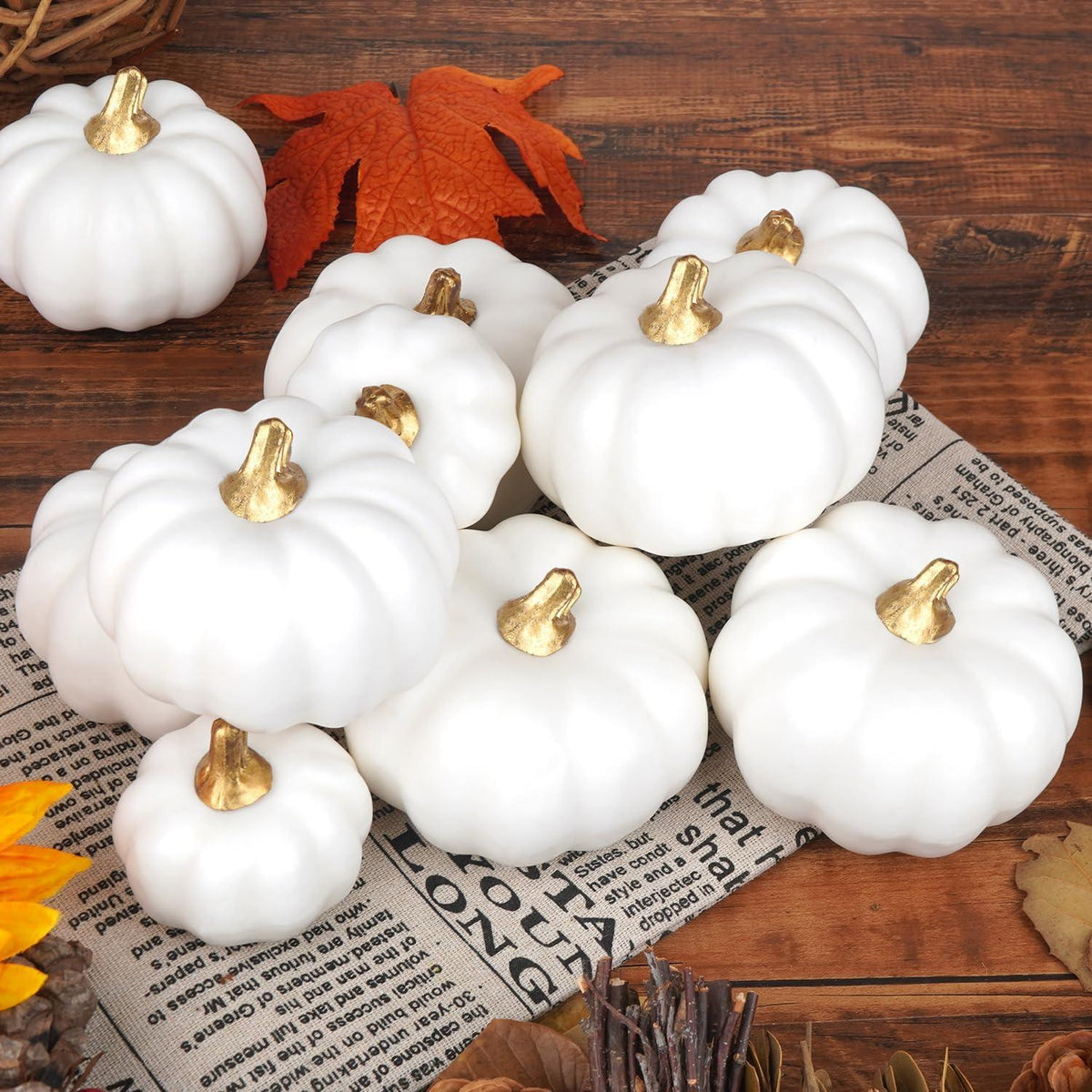 Miaikoe Künstliche Kürbisse 12-teilig Set Herbst Dekor Halloween Thanksgiving
