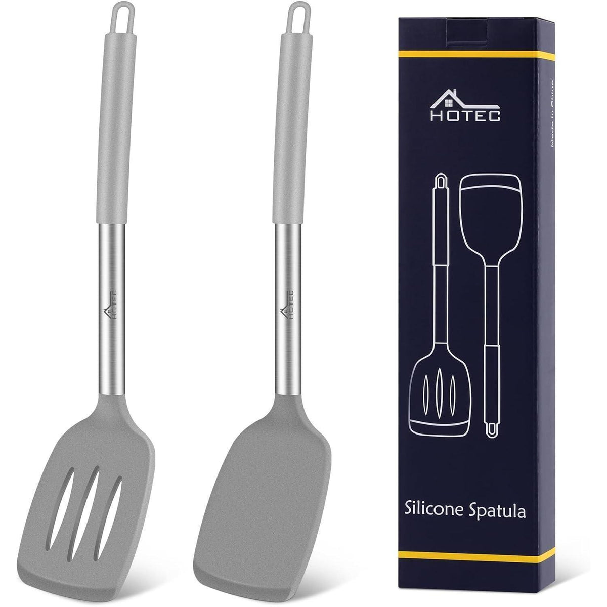 Silikon-Spatel-Set, hitzebeständig bis 315°C, 2 Stück, Grau