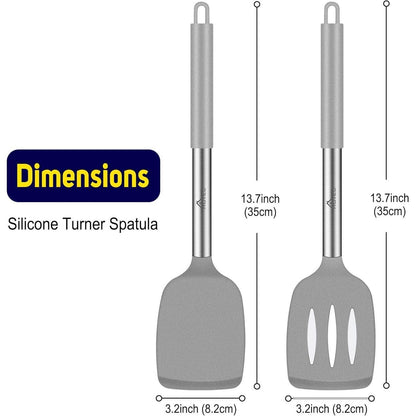 Silikon-Spatel-Set, hitzebeständig bis 315°C, 2 Stück, Grau