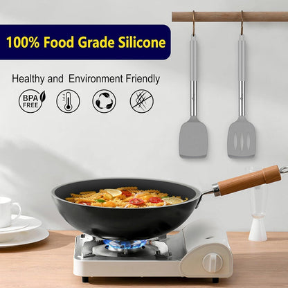 Silikon-Spatel-Set, hitzebeständig bis 315°C, 2 Stück, Grau