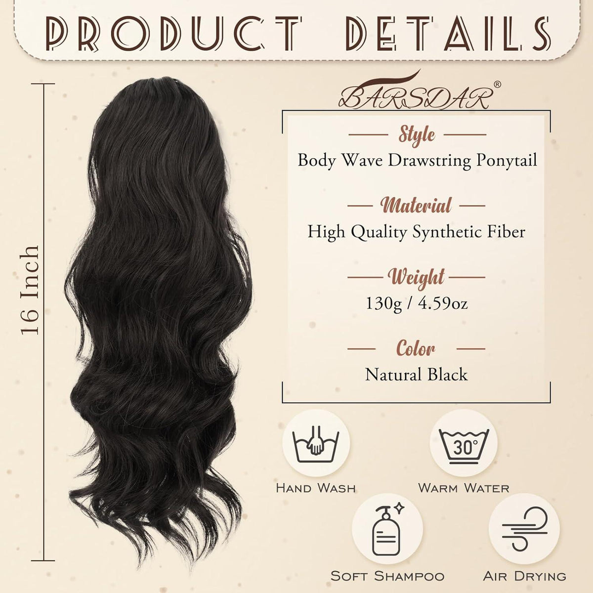 Locken Kordelzug Pferdeschwanz Haarverlängerung 40 cm