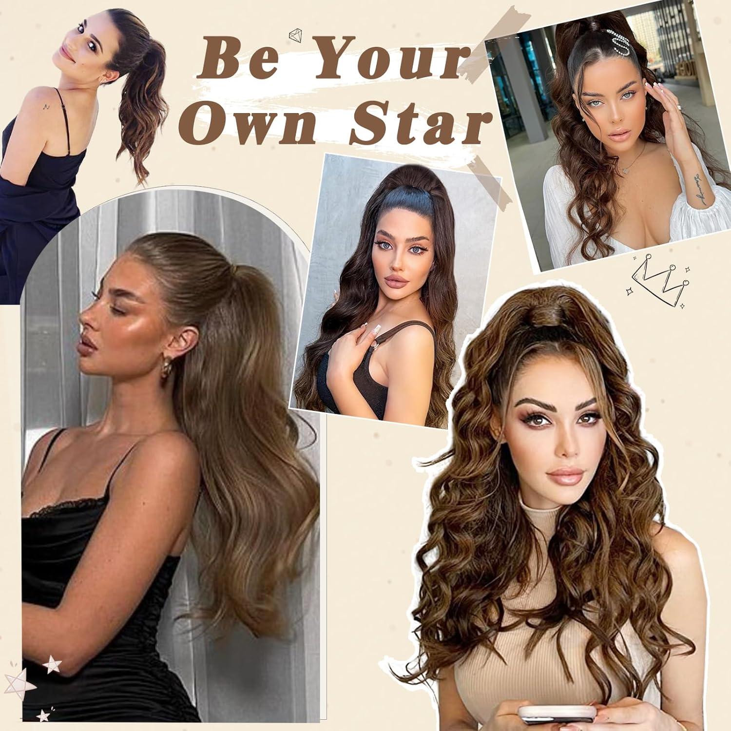 Locken Kordelzug Pferdeschwanz Haarteil 40cm Damen Wellige Verlängerung