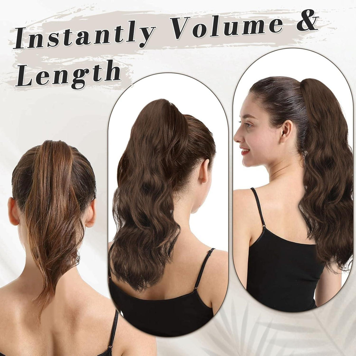 BARSDAR Wellige Locken Pferdeschwanz Haarverlängerung 50cm Schwarz