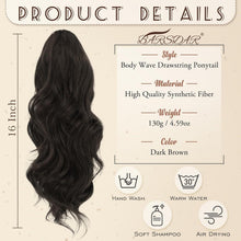 Locken Kordelzug Pferdeschwanz Haarteil 40 cm Dunkelbraun